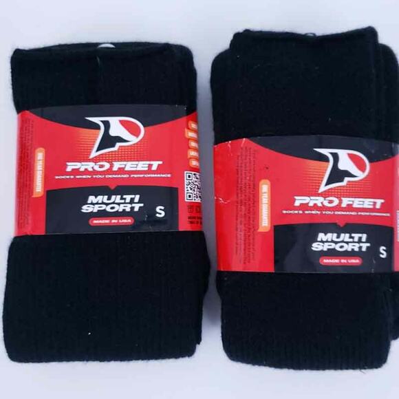 New (2) Pro-Feet Multi-Sport Crew Athletic Socks Black Small (Size 7-9) - Picture 1 of 2
